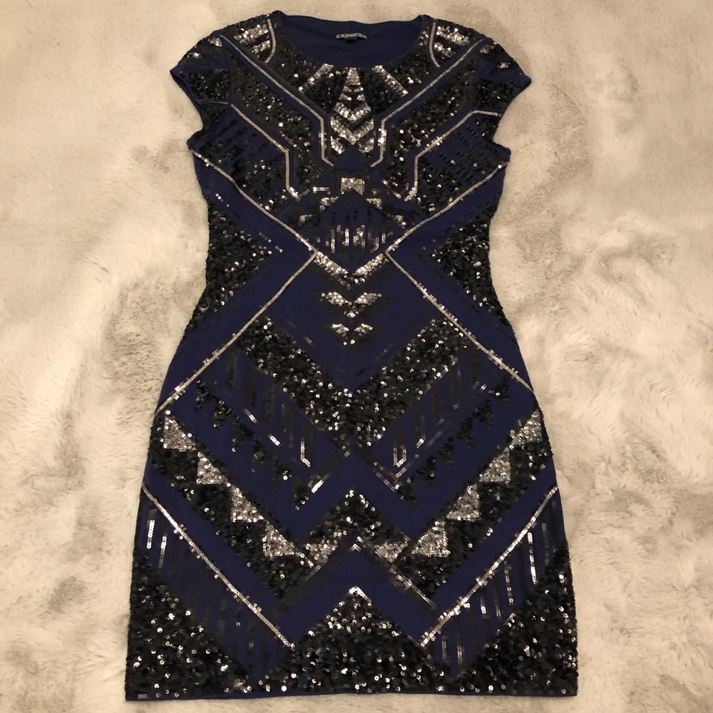Express Aztec Sequin Mini Dress